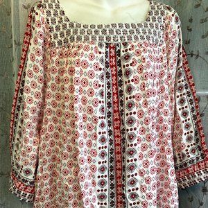 3X Caffe Marrahesh Rayon Sequin Bohemian Shirt Top